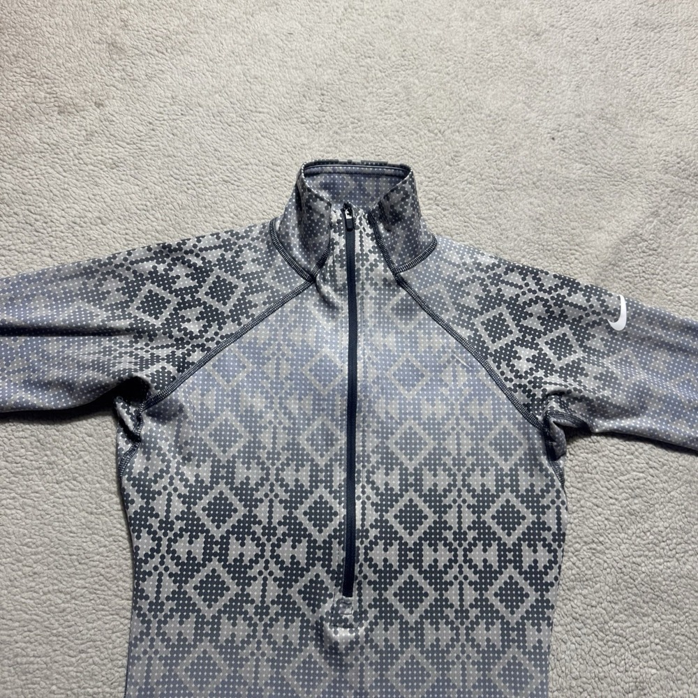 Nike Pro Top Womens Small Geometric Mock Neck 1/2 Zip Long Sleeve Pullover Gym - Picture 3 of 14